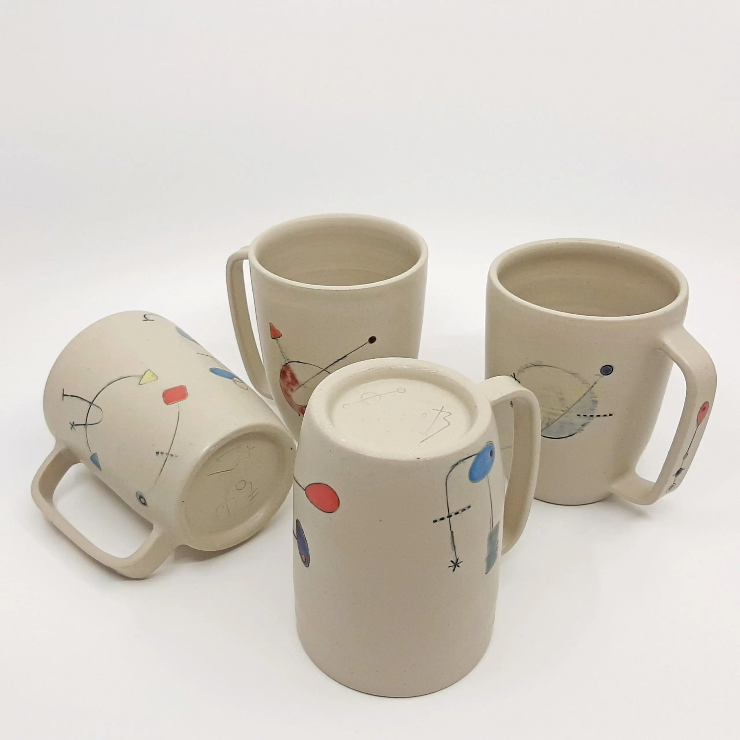 quatre tasses avec anses - collection Geomterik