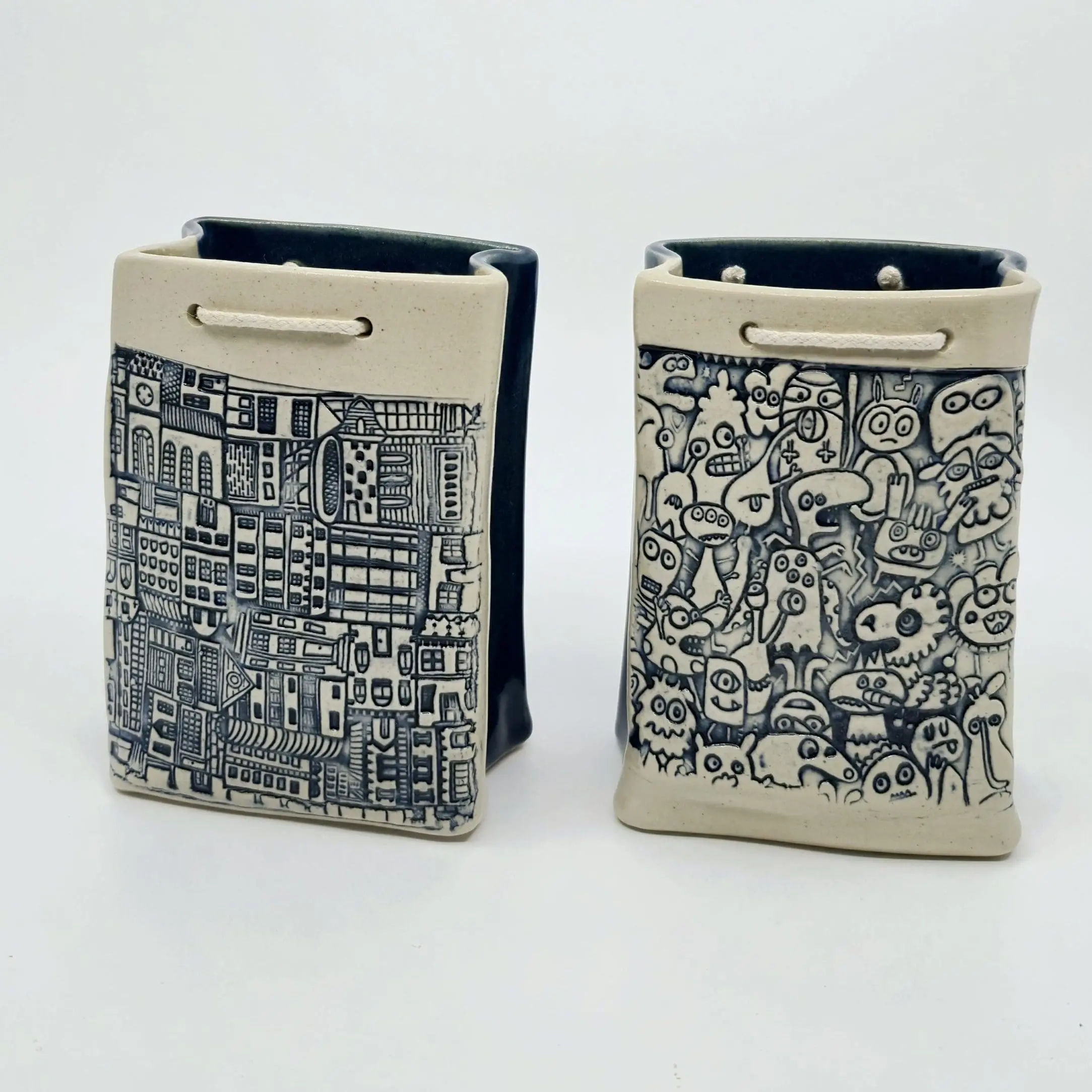 deux pots sacs - collection engobés
