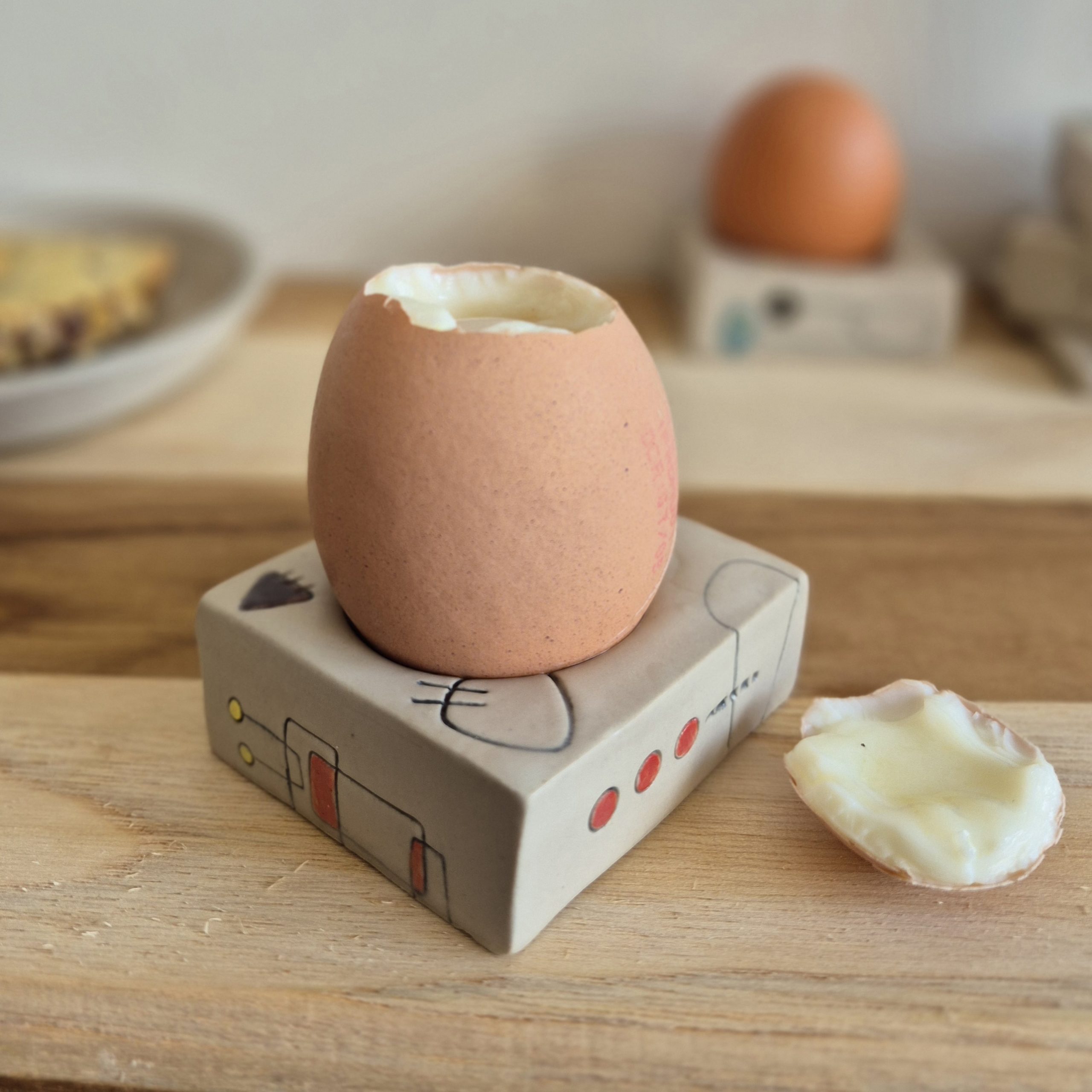 Coquetier Géometrik en céramique artisanale