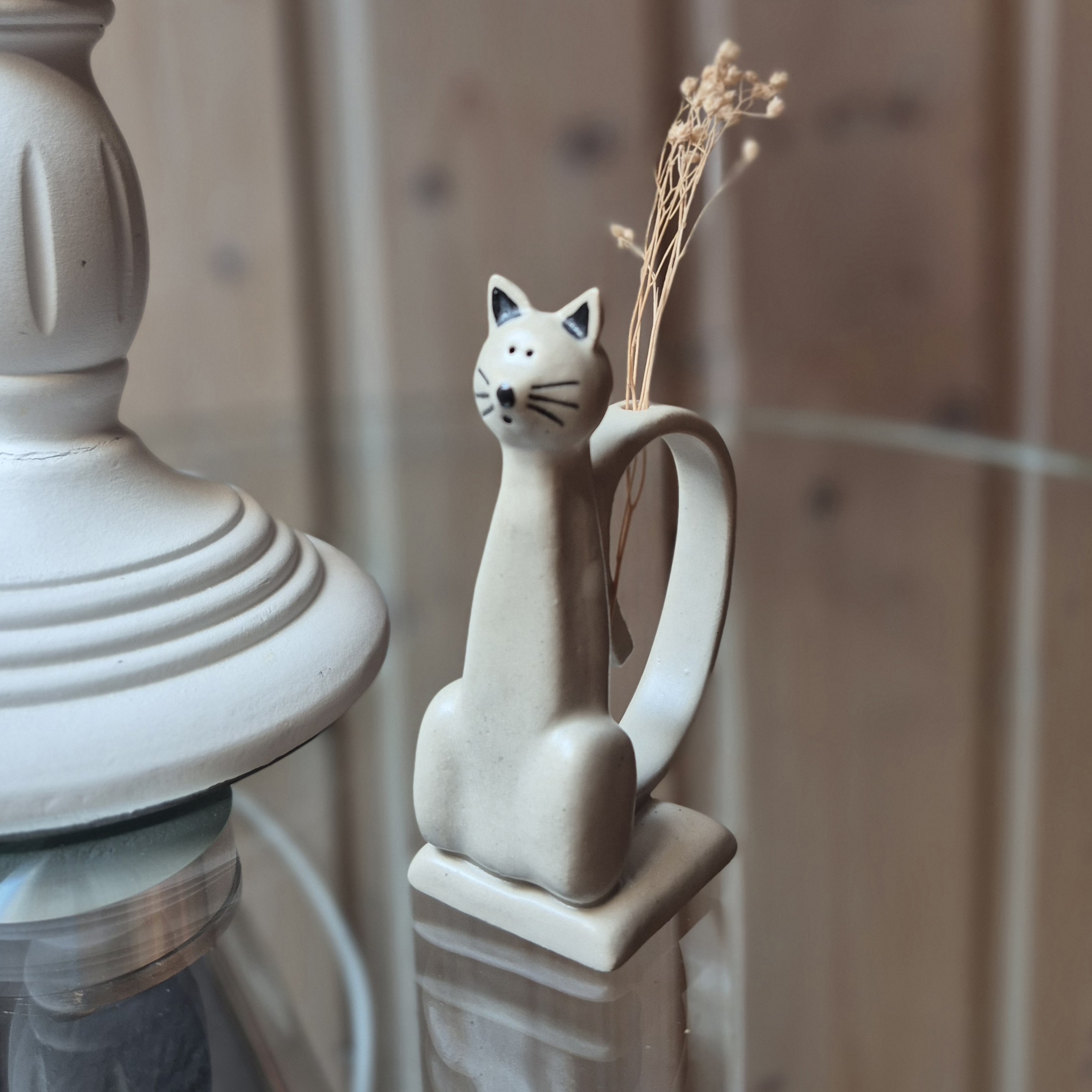 Chat soliflore en céramique artisanale